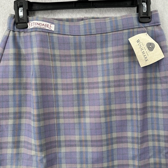 NWT Dunedin Wool Skirt Suit Size 10 Lavendar Purple Plaid Woolmark Midi READ - Picture 13 of 16